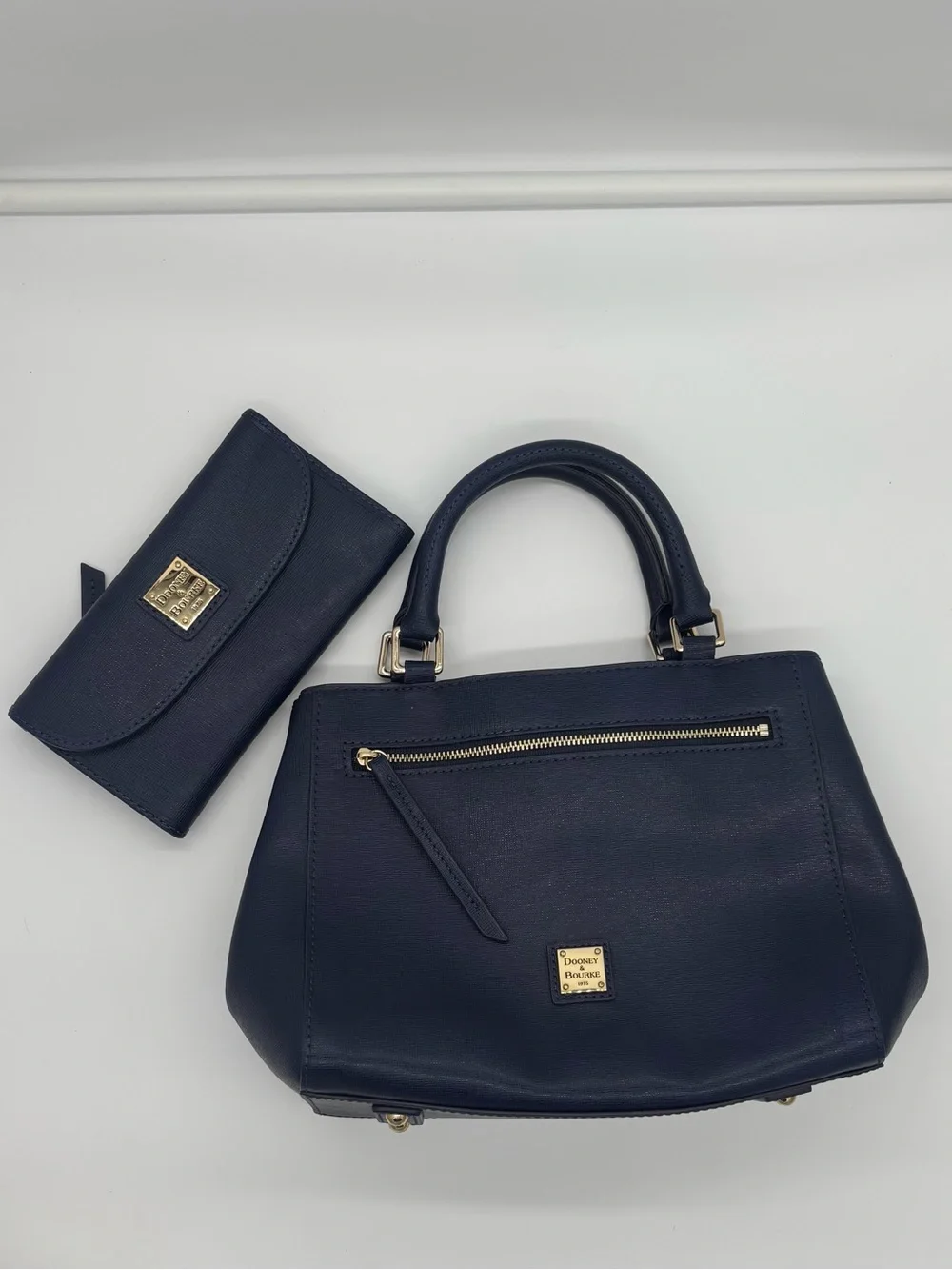 Dooney & Bourke Navy Leather Satchel with Wallet